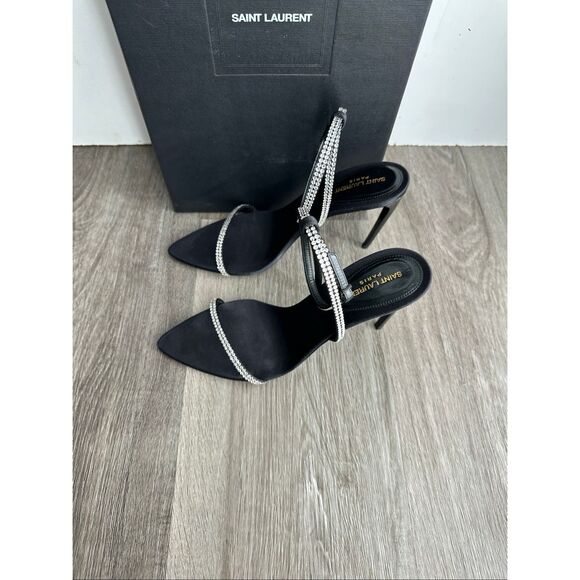 Saint Laurent Georgia 90 crystal-embellished sandals EU 37.5/US 7.5 $1390 - Picture 10 of 15